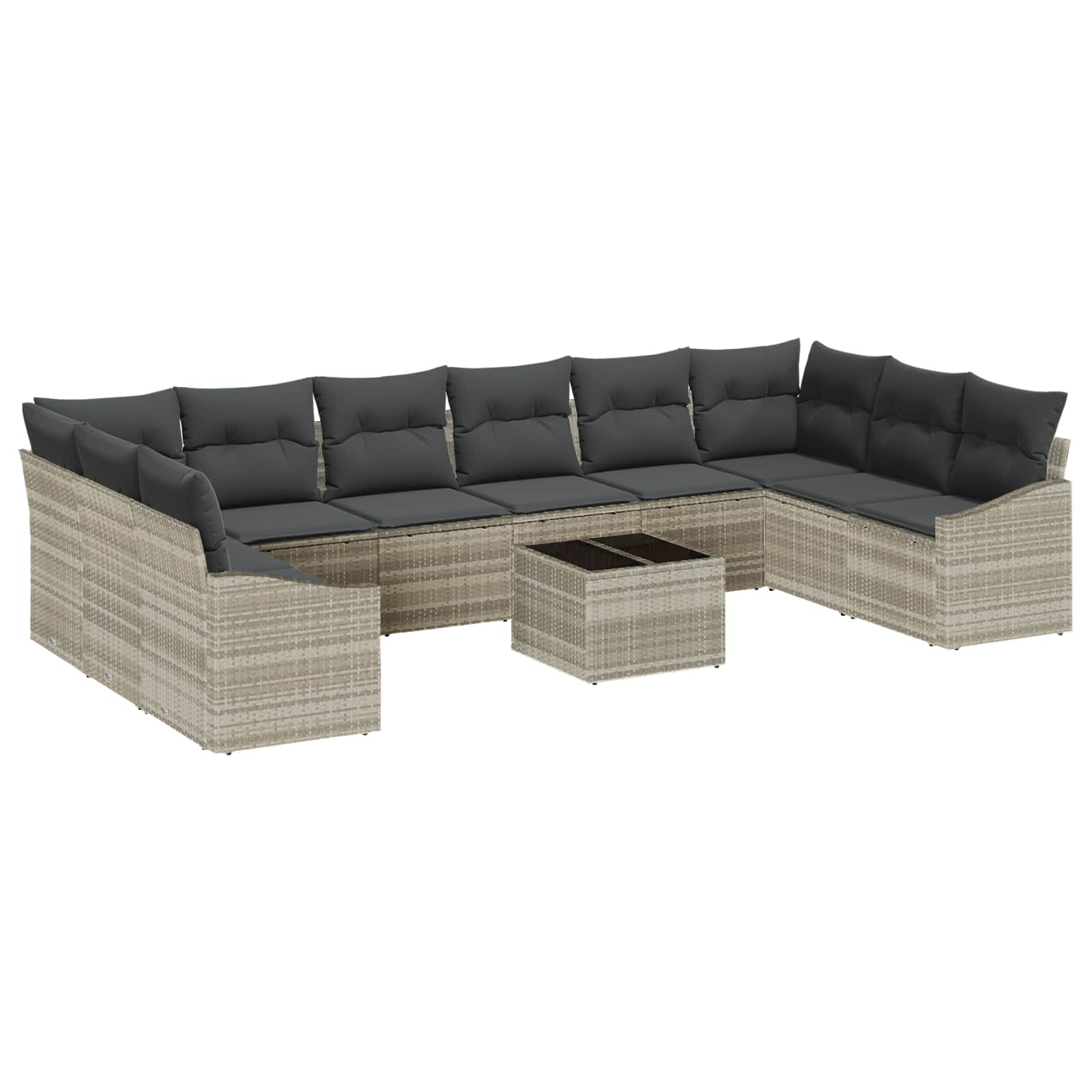 vidaXL Gartensofa-set mit Speicher Hellgrau Poly-Rattan