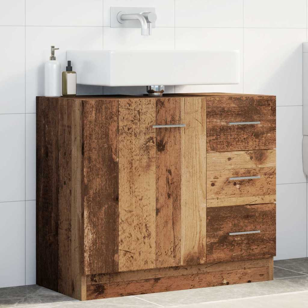 vidaXL Waschbeckenunterschrank Altholz-Optik 63x30x54 cm Holzwerkstoff