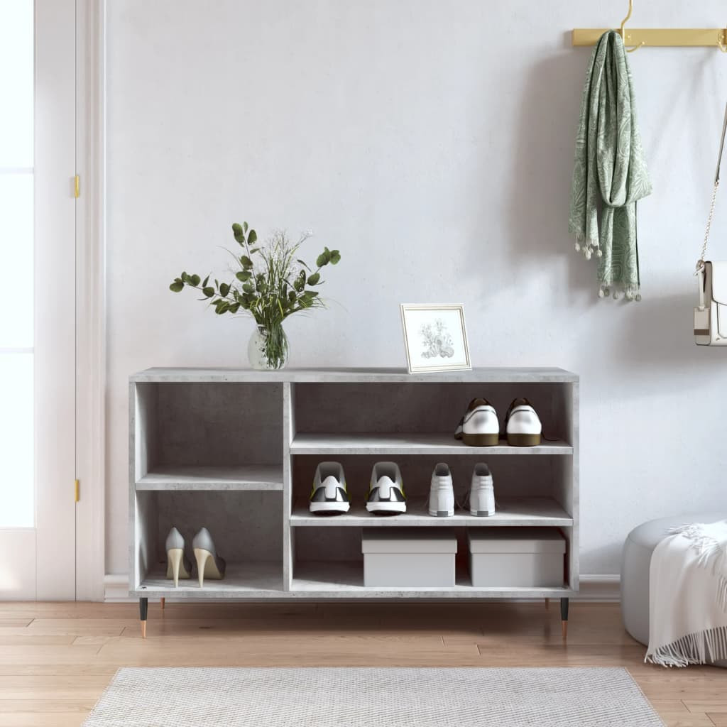vidaXL Schuhregal Betongrau 102x36x60 cm Holzwerkstoff