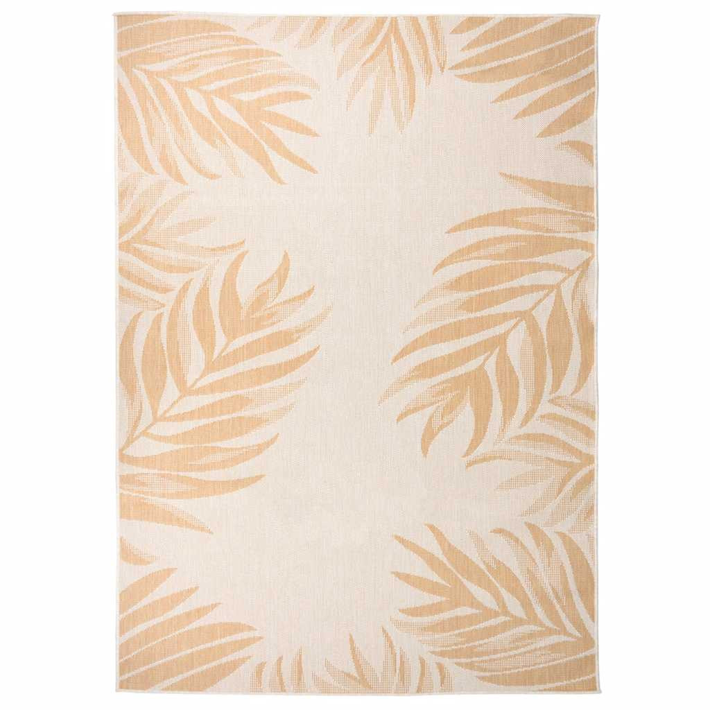 vidaXL Outdoor-Teppich Flachgewebe 140x200 cm Blattmuster
