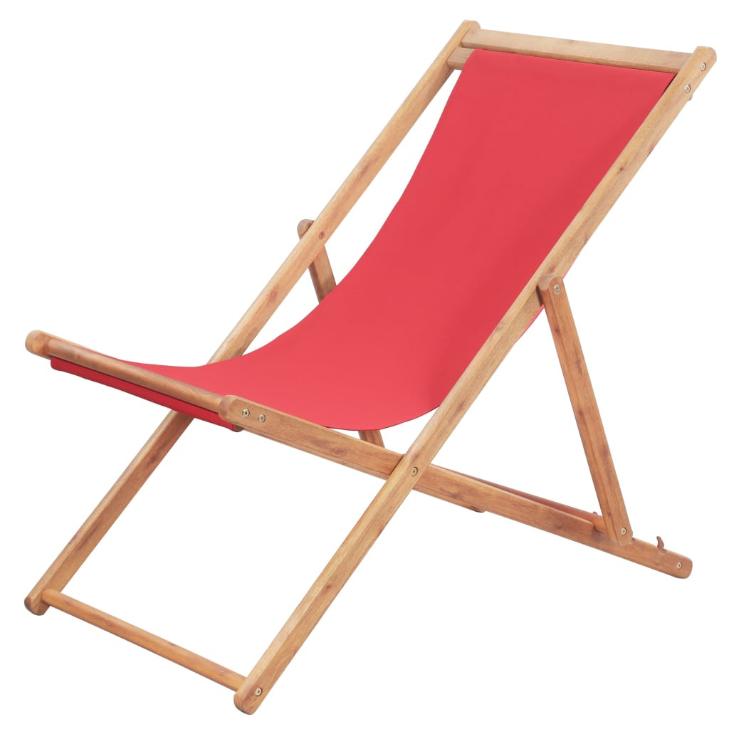 vidaXL Strandstuhl Klappbar Stoff und Massivholz Rot