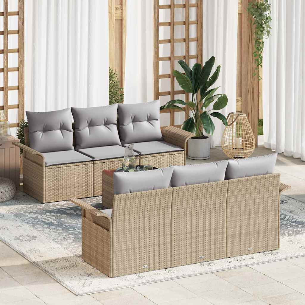 vidaXL Gartensofa-set 7 pcs Beige und Hellgrau Poly-Rattan