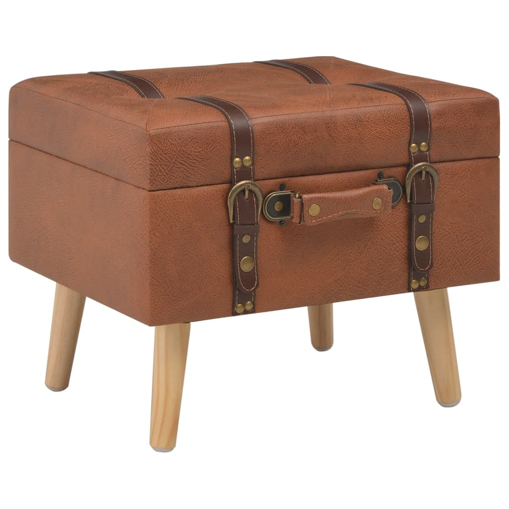vidaXL Hocker mit Stauraum 40 cm Hellbraun Kunstleder