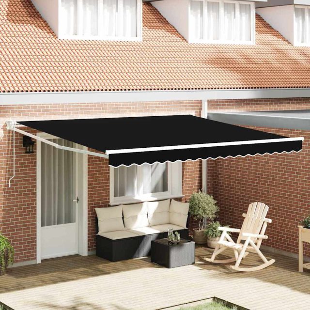 vidaXL Ausziehbare Markise Schwarz 400 x 300 cm Polyester und Metall