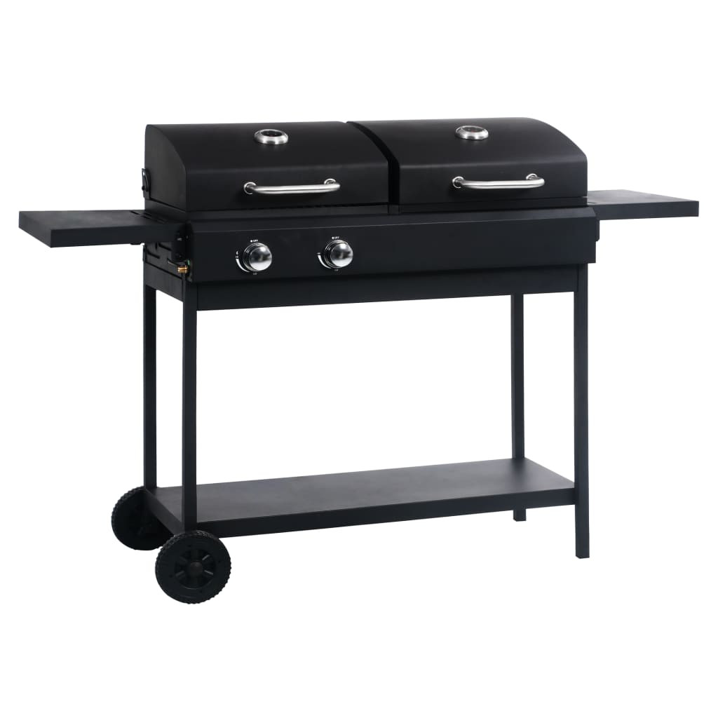 vidaXL Gas- und Holzkohle-Grill mit 2 Brennern