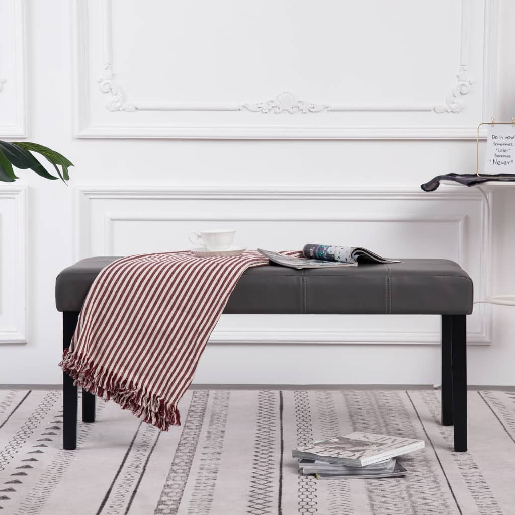 vidaXL Sitzbank 106 cm Grau Kunstleder