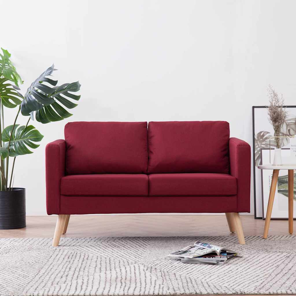 vidaXL 2-Sitzer-Sofa Stoff Weinrot