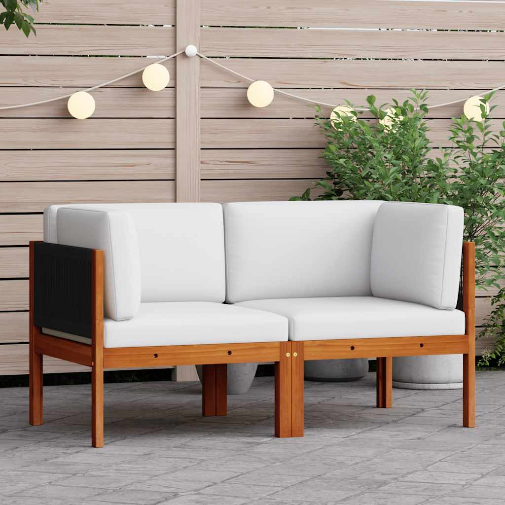 vidaXL Garten-Ecksofas 2-tlg. mit Kissen Holz Akazie & Seil