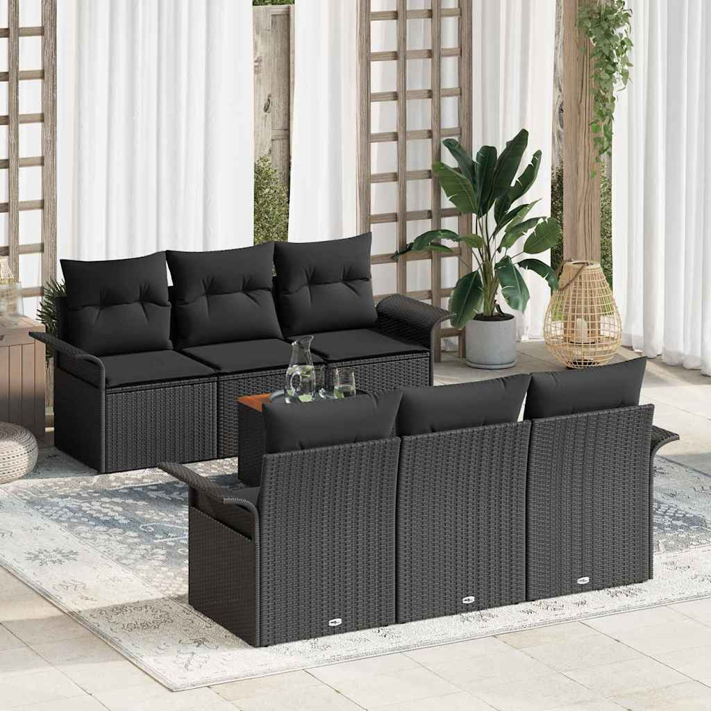 vidaXL Gartensofa-set mit Speicher 7 pcs Schwarz Poly-Rattan
