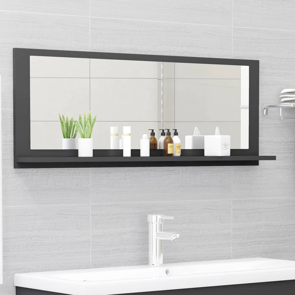 vidaXL Badspiegel Grau 100x10,5x37 cm Holzwerkstoff