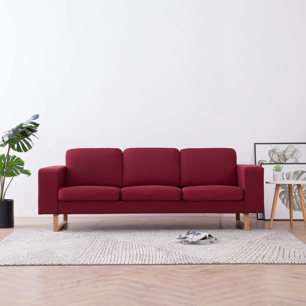 vidaXL 3-Sitzer-Sofa Stoff Weinrot