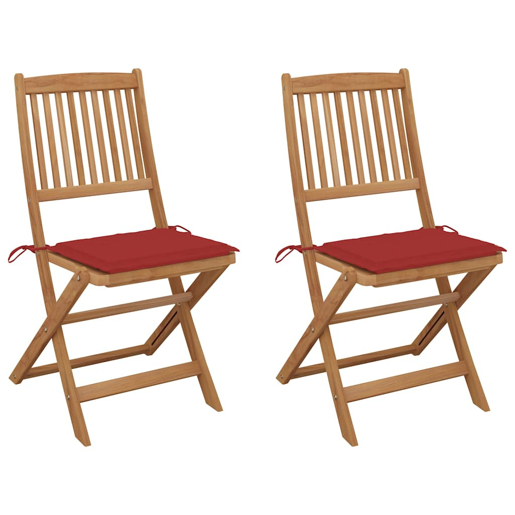 vidaXL Klappbare Gartenstühle 2 Stk. mit Kissen Massivholz Akazie