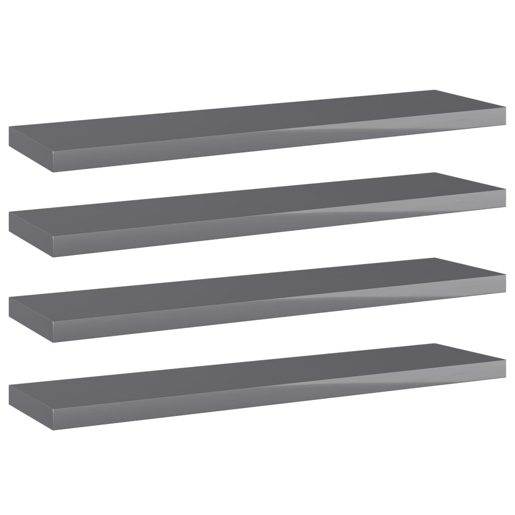 vidaXL Bücherregal-Bretter 4 Stk. Hochglanz-Grau 40x10x1,5 cm