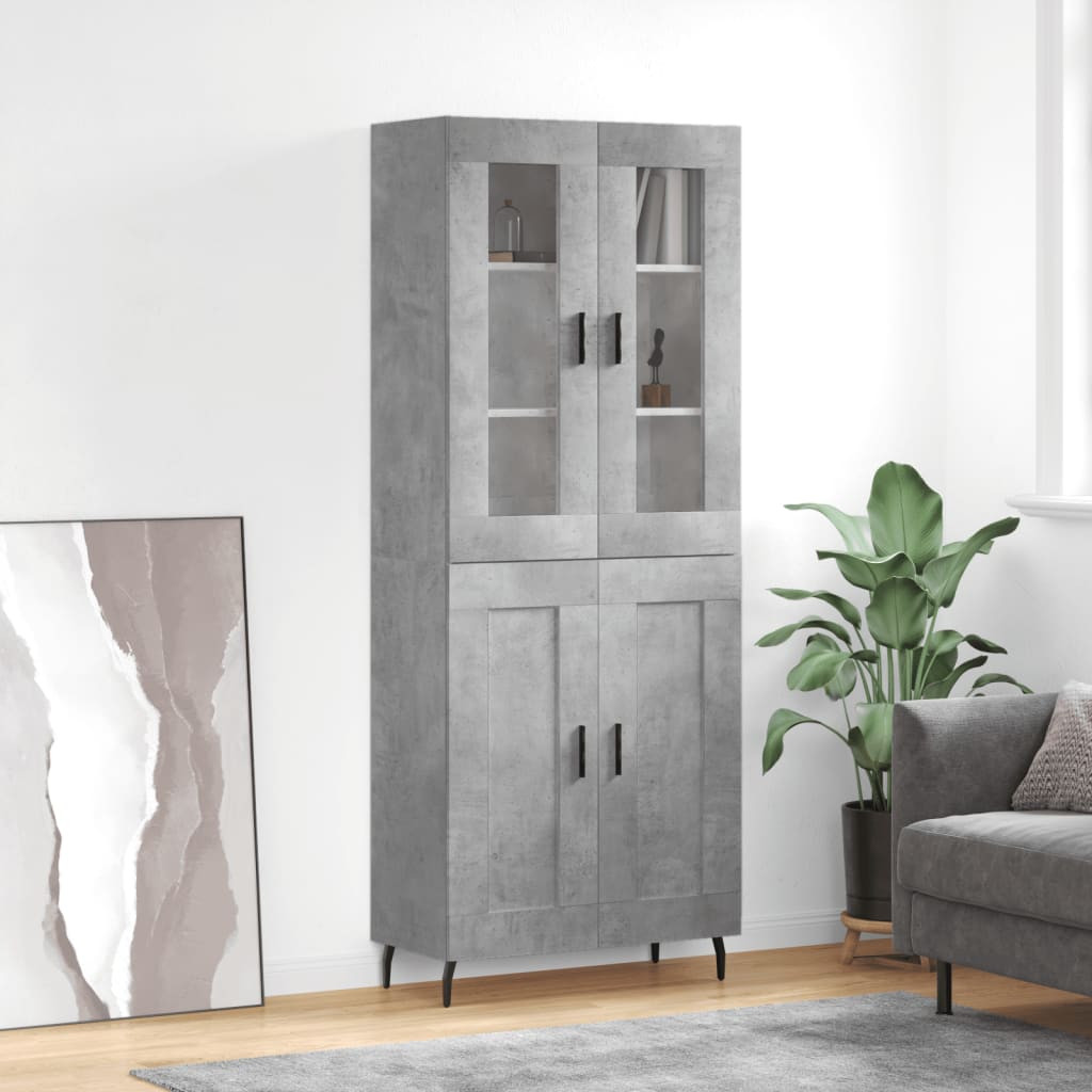 vidaXL Highboard Betongrau 69,5x34x180 cm Holzwerkstoff