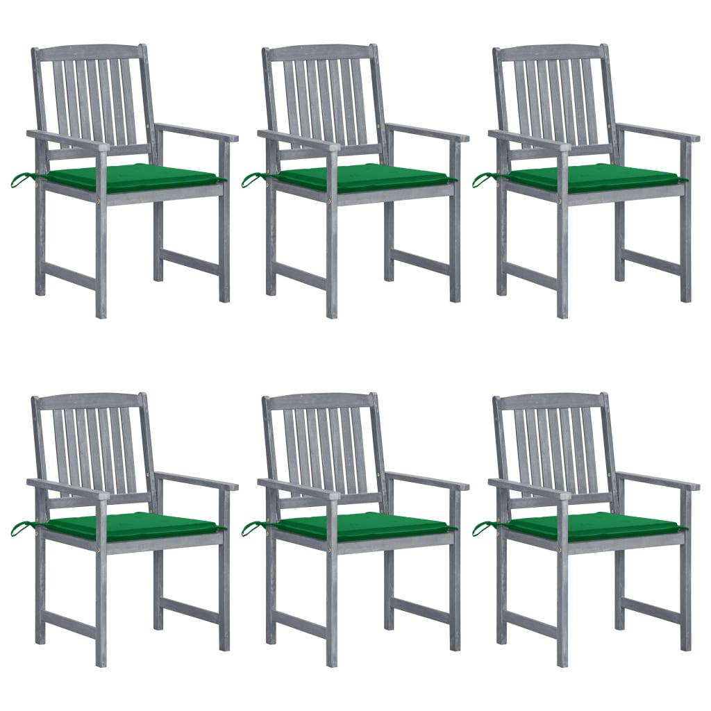 vidaXL Gartenstühle mit Kissen 6 Stk. Massivholz Akazie Grau