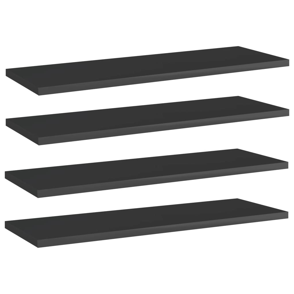 vidaXL Bücherregal-Bretter 4 Stk. Hochglanz-Schwarz 60x20x1,5 cm