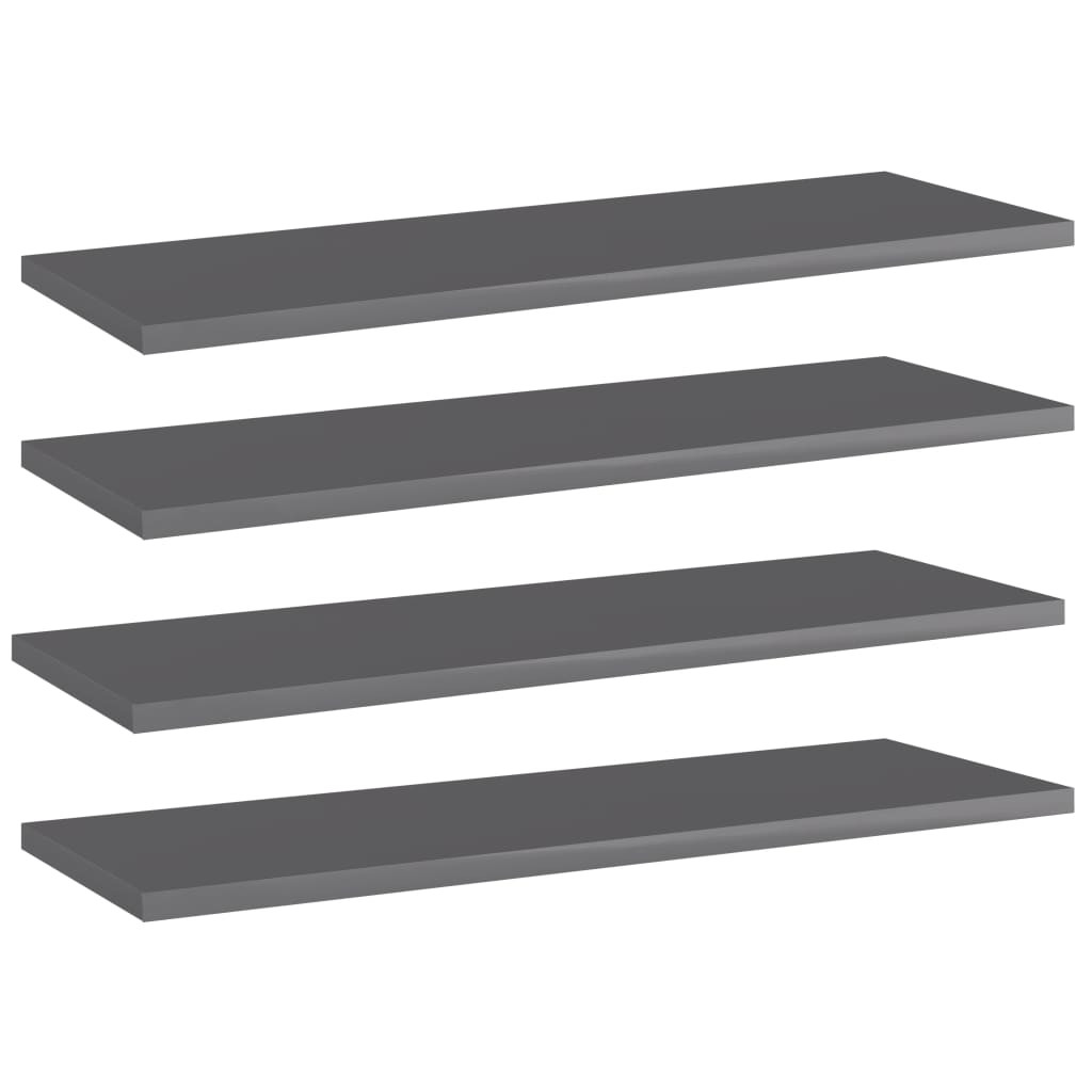 vidaXL Bücherregal-Bretter 4 Stk. Hochglanz-Grau 60x20x1,5 cm