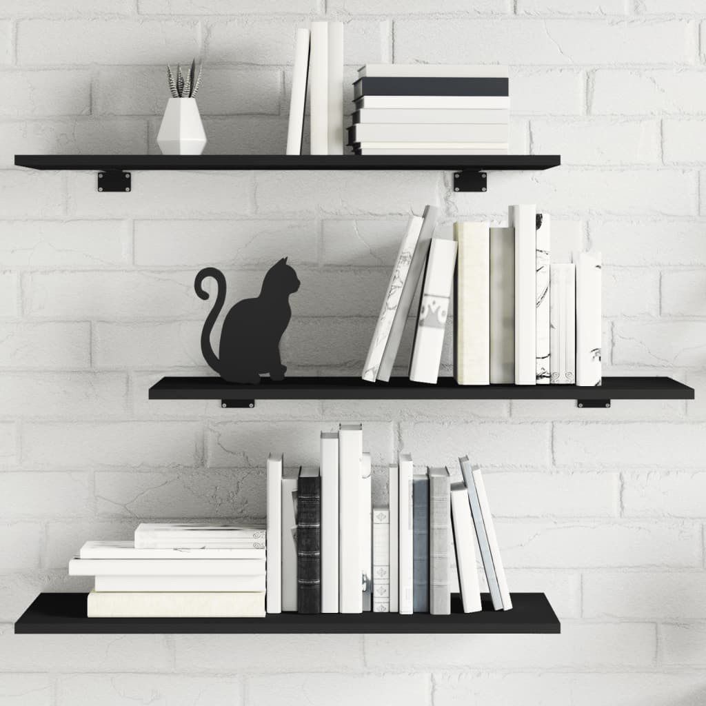vidaXL Bücherregal-Bretter 4 Stk. Schwarz 80x30x1,5 cm Holzwerkstoff