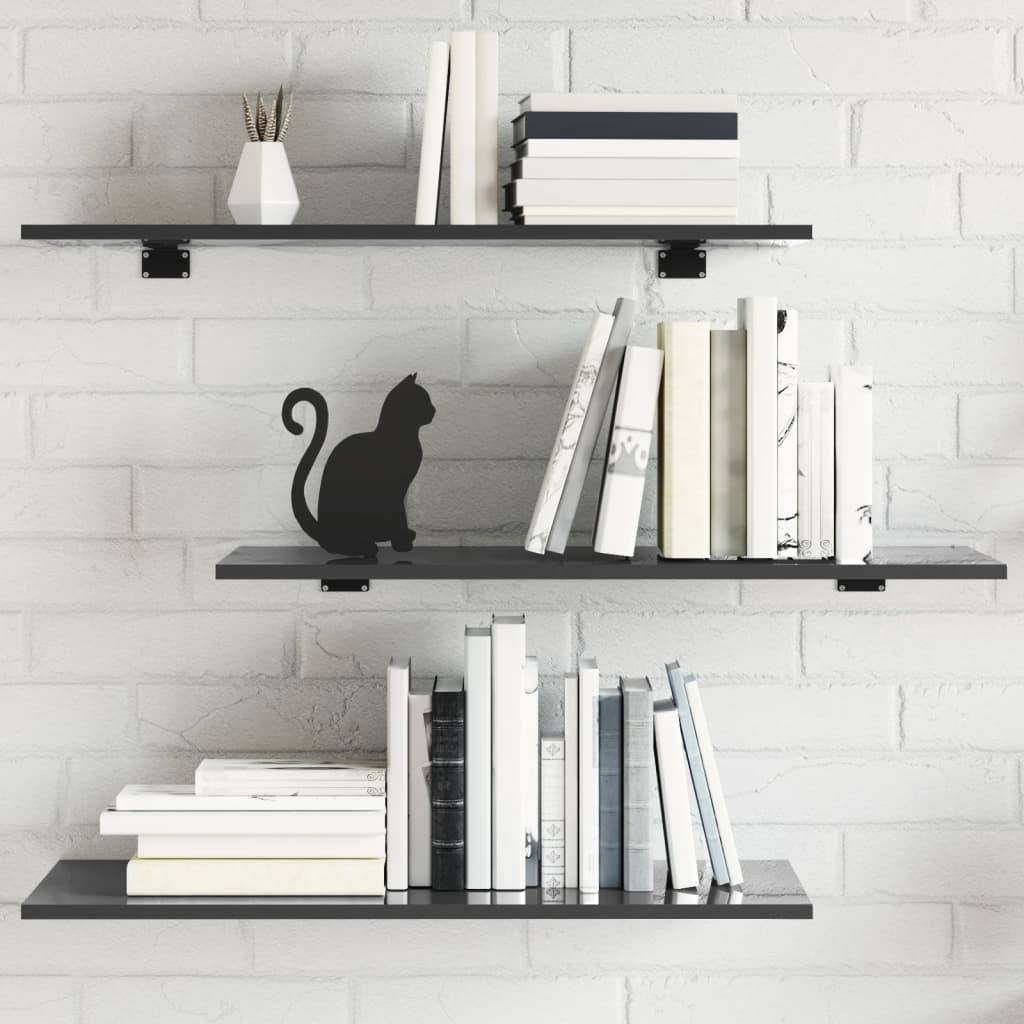 vidaXL Bücherregal-Bretter 4 Stk. Hochglanz-Grau 80x30x1,5 cm