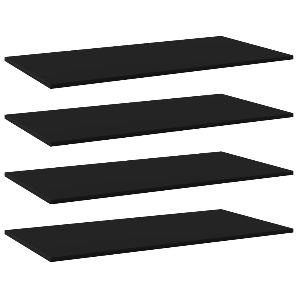 vidaXL Bücherregal-Bretter 4 Stk. Schwarz 80x20x1,5 cm Holzwerkstoff
