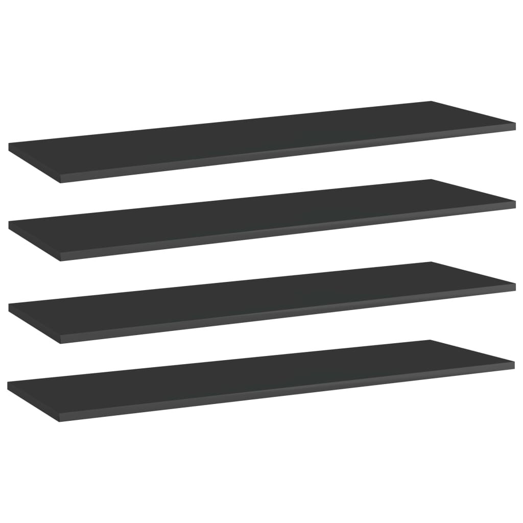vidaXL Bücherregal-Bretter 4 Stk. Hochglanz-Schwarz 100x30x1,5 cm