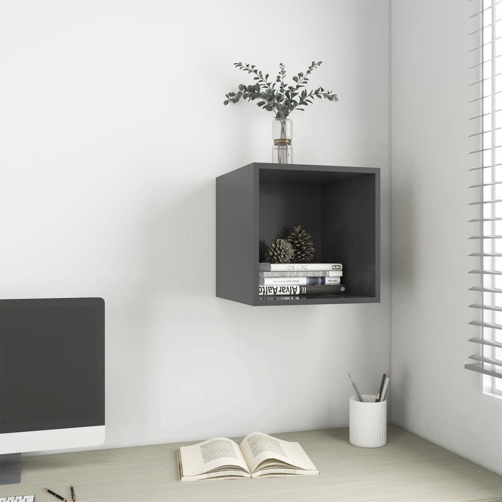 vidaXL Wandschrank Grau 37x37x37 cm Holzwerkstoff