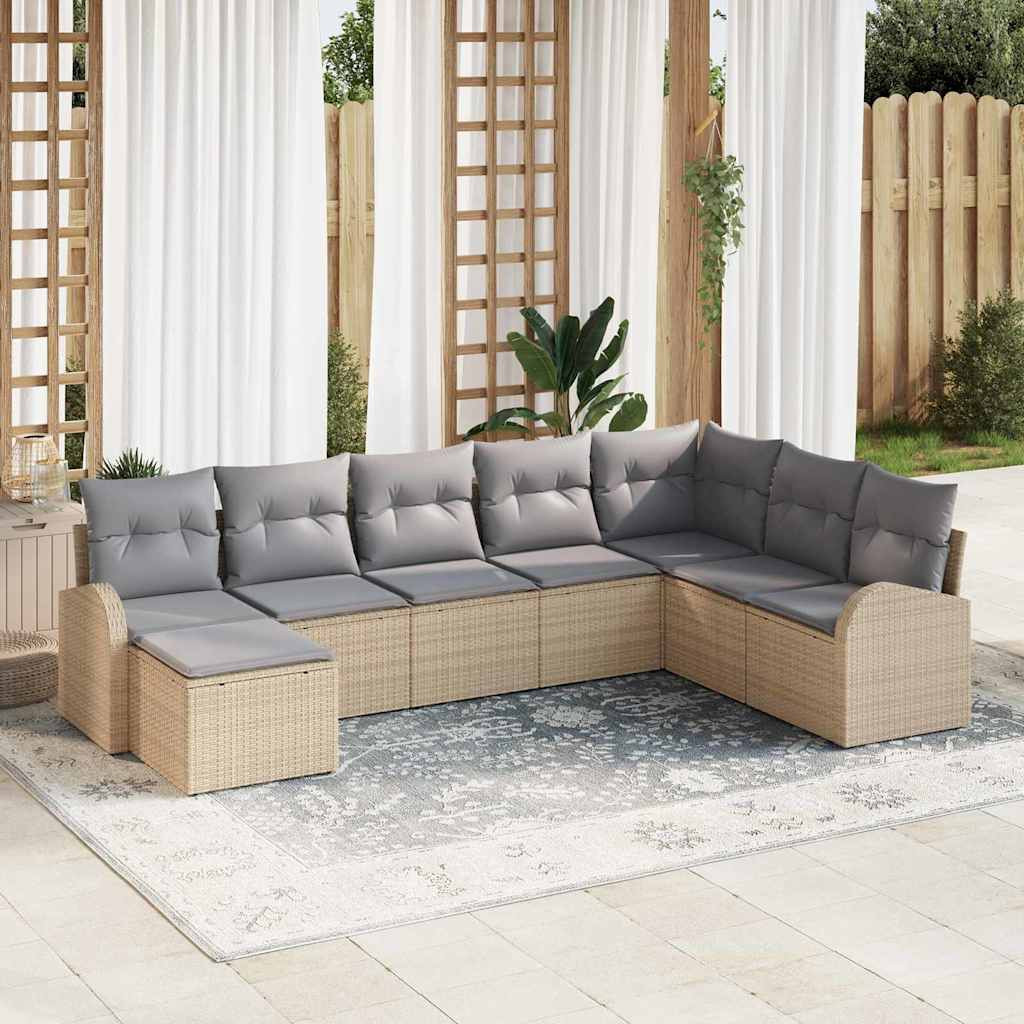 vidaXL Sofa Set mit Kissen 8 pcs Beige und hellgrau Poly-Rattan