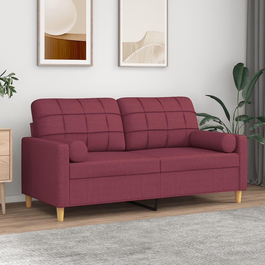vidaXL 2-Sitzer-Sofa mit Zierkissen Weinrot 140 cm Stoff