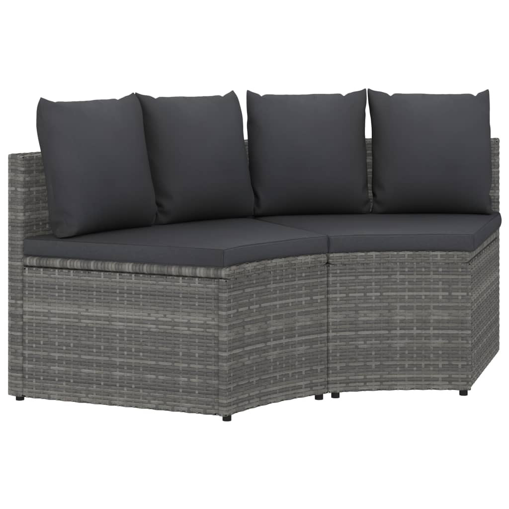 vidaXL 2-tlg. Garten-Sofagarnitur mit Auflagen Poly Rattan Grau
