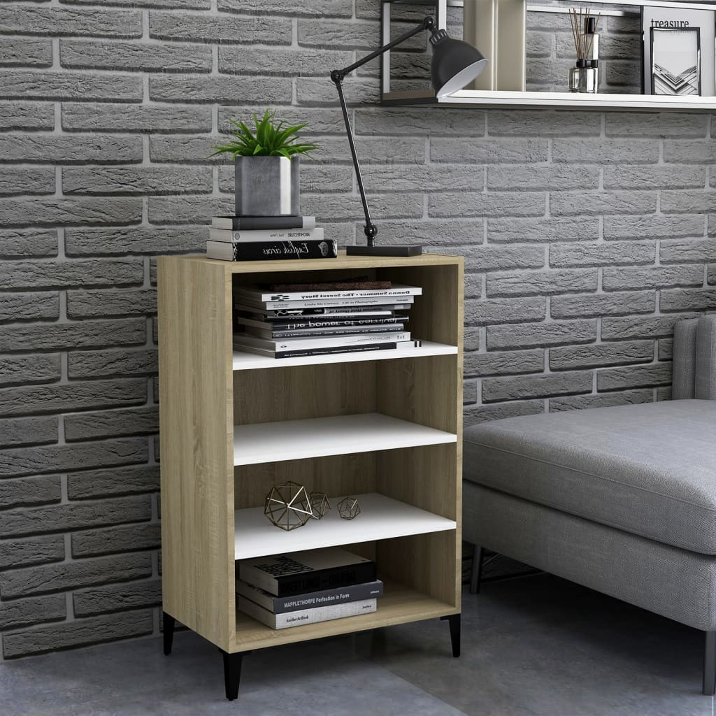 vidaXL Sideboard Weiß Sonoma-Eiche 57x35x90 cm Holzwerkstoff