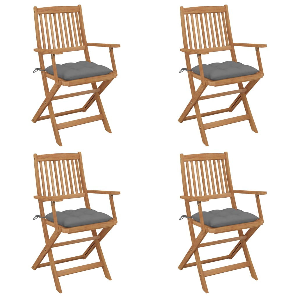 vidaXL Klappbare Gartenstühle 4 Stk. mit Kissen Massivholz Akazie