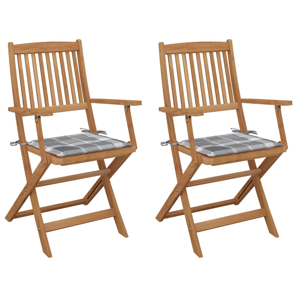 vidaXL Klappbare Gartenstühle 2 Stk. mit Kissen Massivholz Akazie