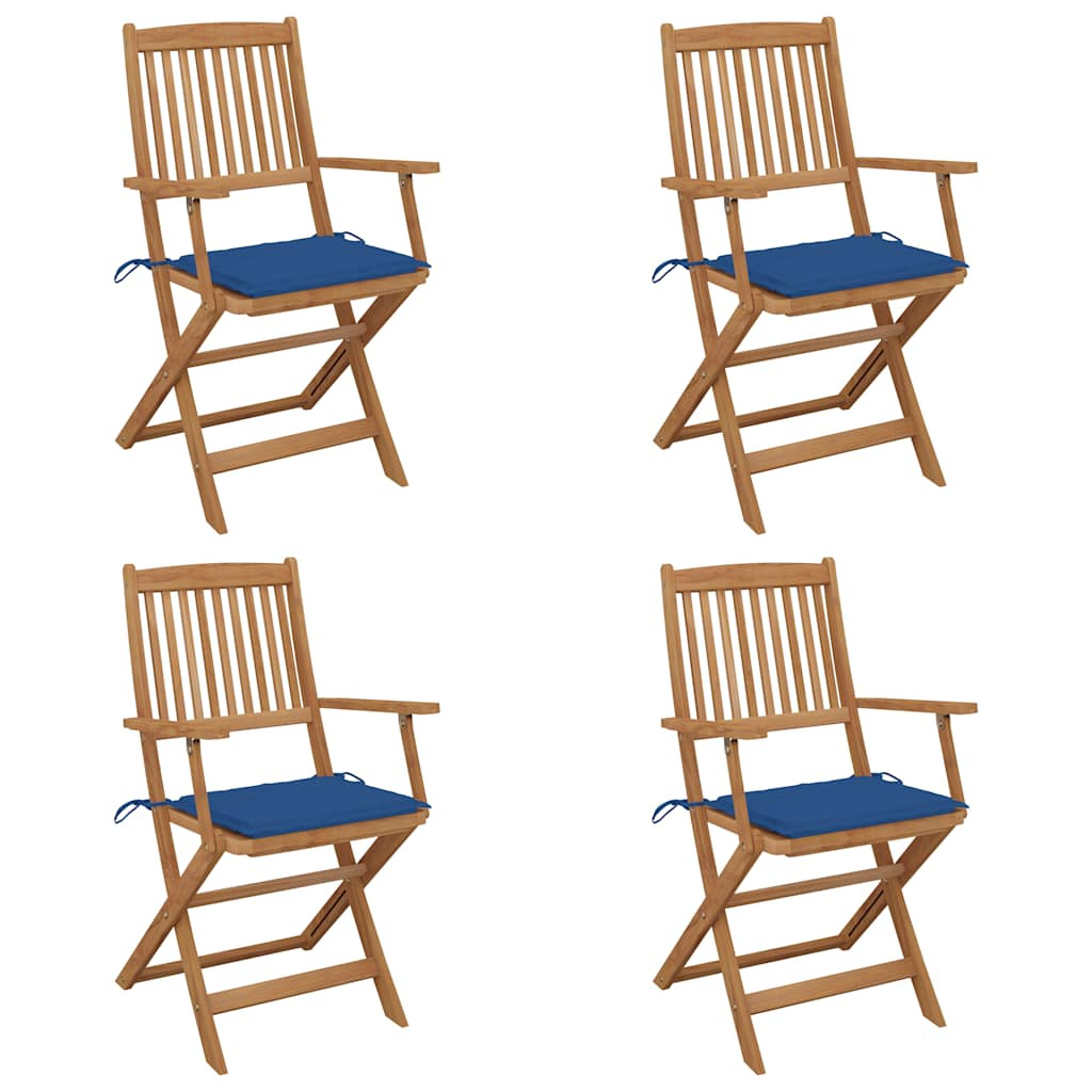 vidaXL Klappbare Gartenstühle 4 Stk. mit Kissen Massivholz Akazie