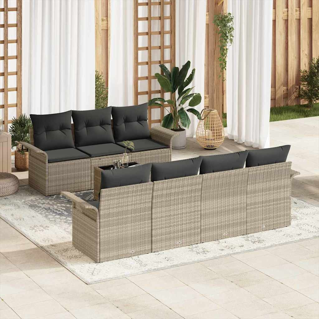 vidaXL Gartensofa-set 8 pcs Hellgrau und Dunkelgrau Poly-Rattan
