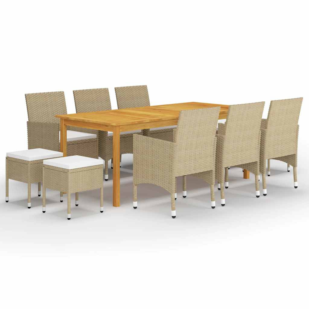 vidaXL 11-tlg. Garten-Essgruppe Beige