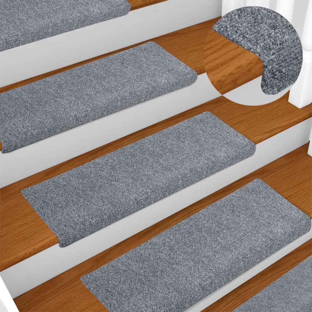 vidaXL Stufenmatten Selbstklebend 15 Stk. 65x21x4 cm Hellgrau Rechteckiger Rand