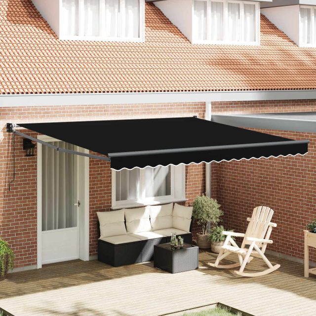 vidaXL Ausziehbare Markise Schwarz 400 x 300 cm Polyester und Metall