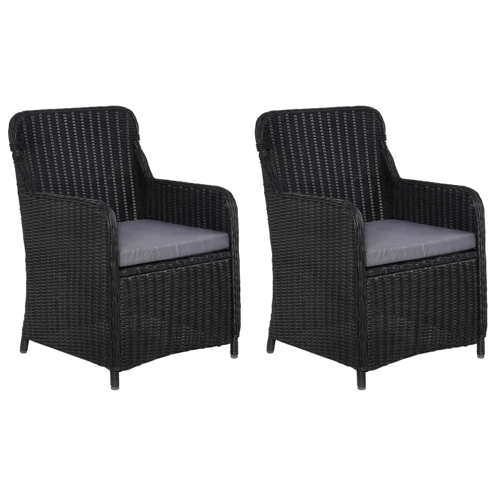 vidaXL Gartenstühle mit Polster 2 Stk. Poly Rattan Schwarz