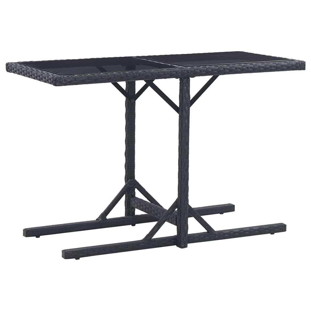 vidaXL Gartentisch Schwarz 110×53×72 cm Glas und Poly Rattan