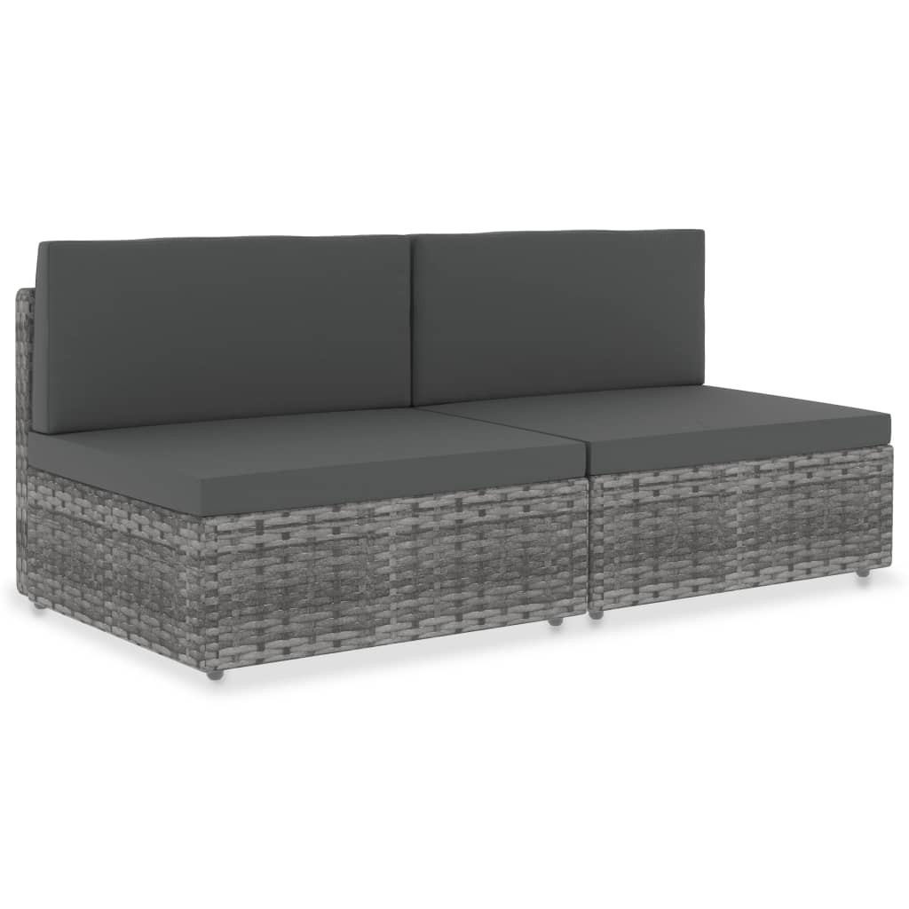 vidaXL Modulares 2-Sitzer-Sofa Poly Rattan Grau