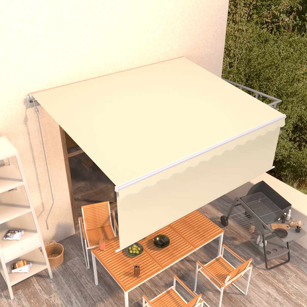 vidaXL Markise Automatisch Einziehbar mit Volant 4x3 m Creme