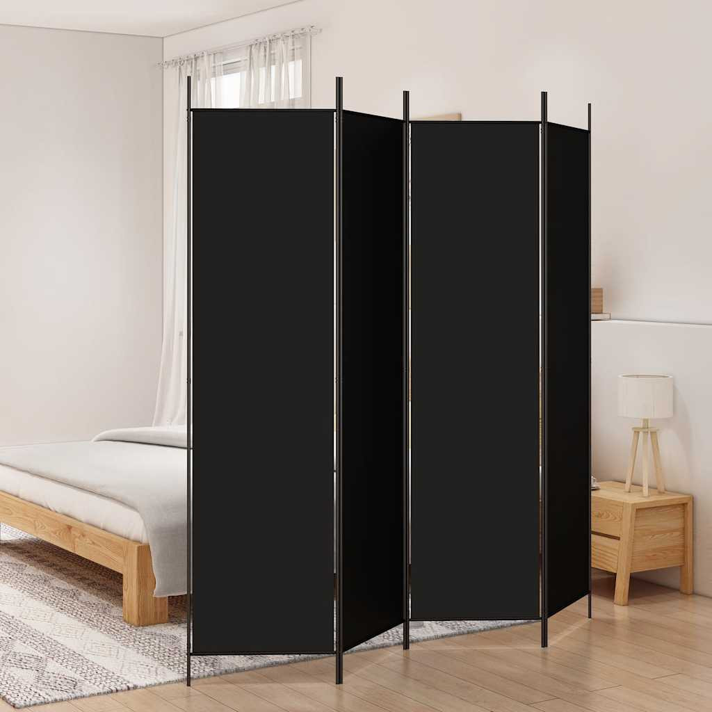 vidaXL 4-tlg. Paravent Schwarz 200x200 cm Stoff