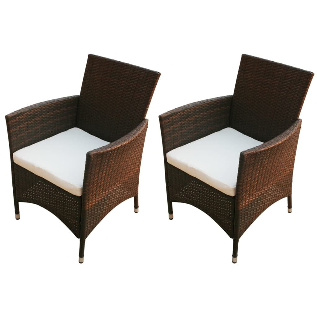 vidaXL Gartenstühle 2 Stk. Poly Rattan Braun