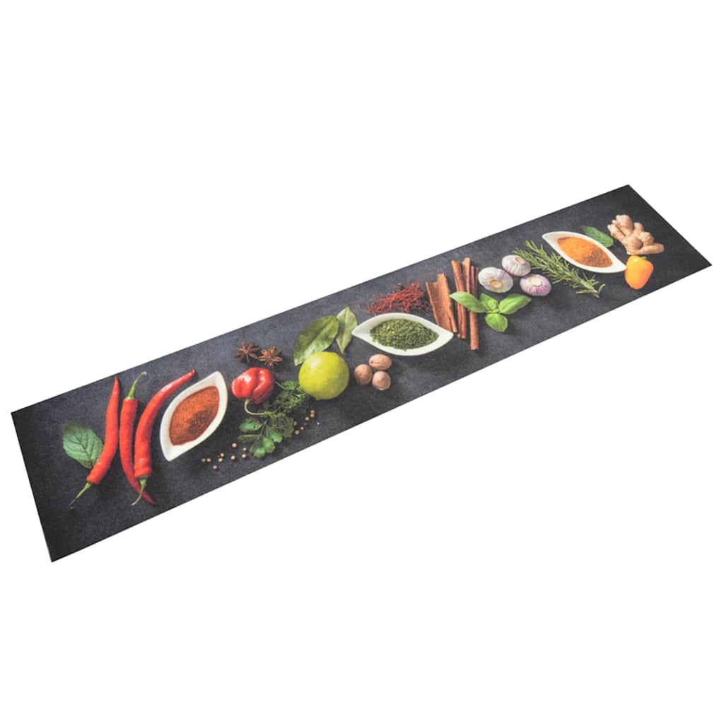 vidaXL Küchenteppich Waschbar Gewürze 60x300 cm Samt