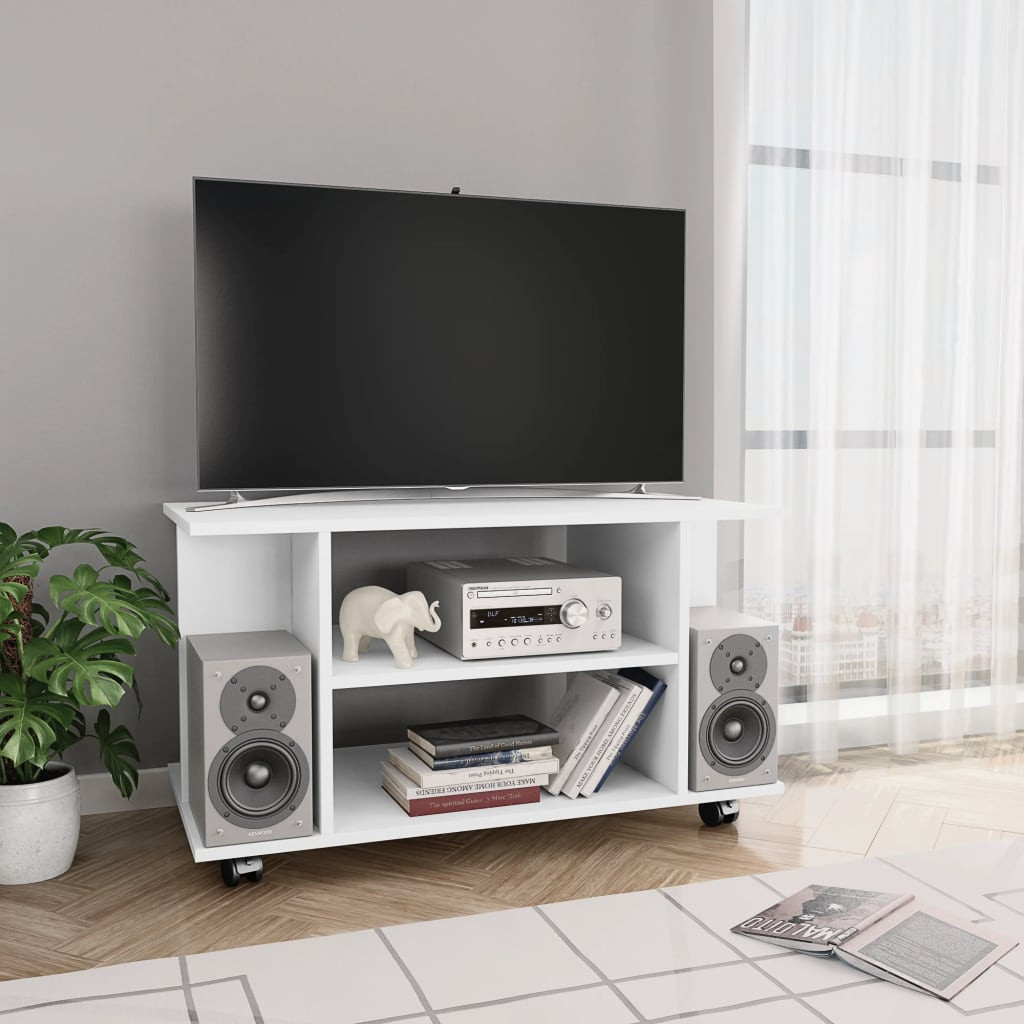 vidaXL TV-Schrank mit Rollen Weiß 80x40x45 cm Holzwerkstoff