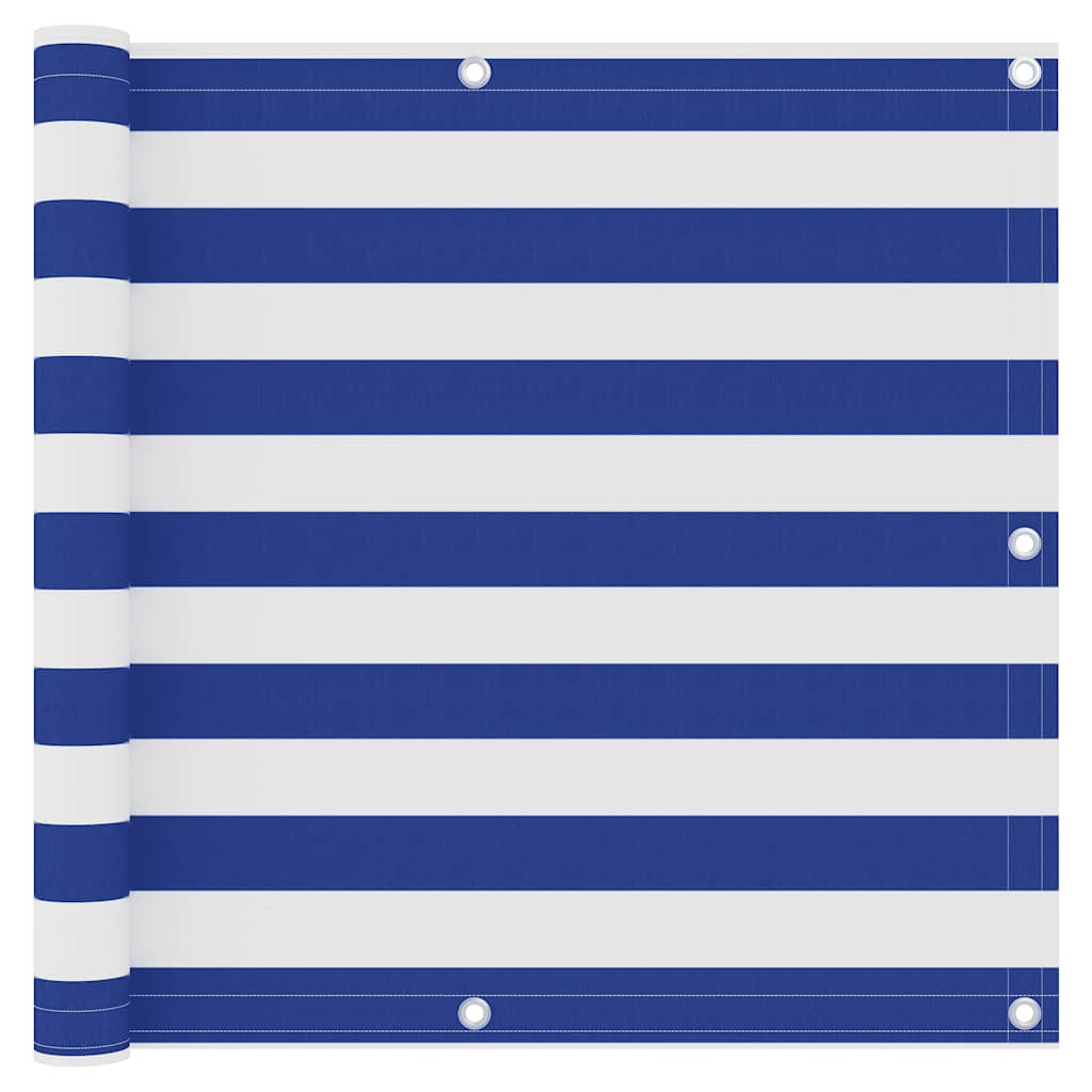 vidaXL Balkon-Sichtschutz Weiß und Blau 90x500 cm Oxford-Gewebe