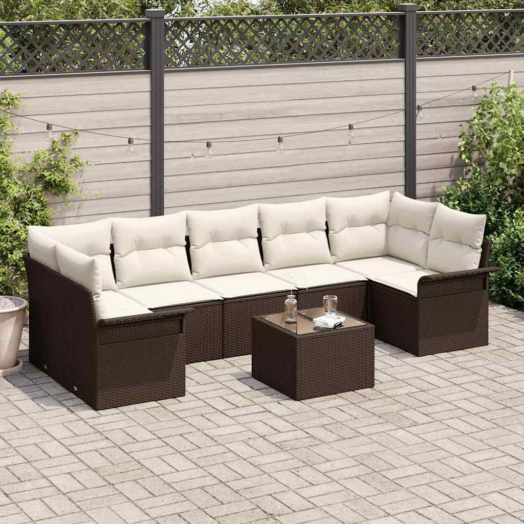 vidaXL Gartensofa-set mit Kissen 8 pcs Braun und Creme Poly-Rattan