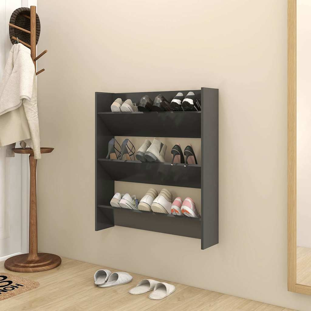 vidaXL Wand-Schuhschrank Grau 80x18x90 cm Holzwerkstoff