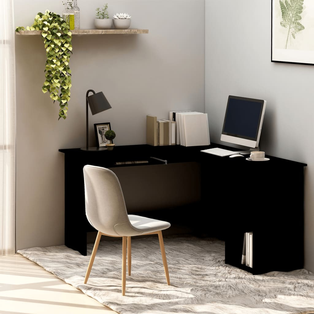 vidaXL Eckschreibtisch in L-Form Schwarz 120x140x75 cm Holzwerkstoff