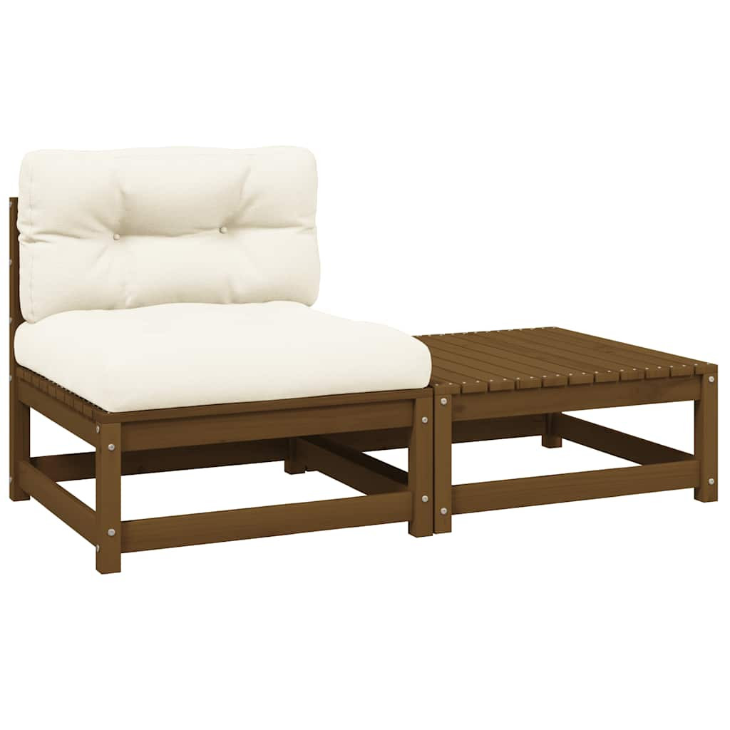 vidaXL 2-tlg. Garten-Lounge-Set Kissen Honigbraun Massivholz Kiefer